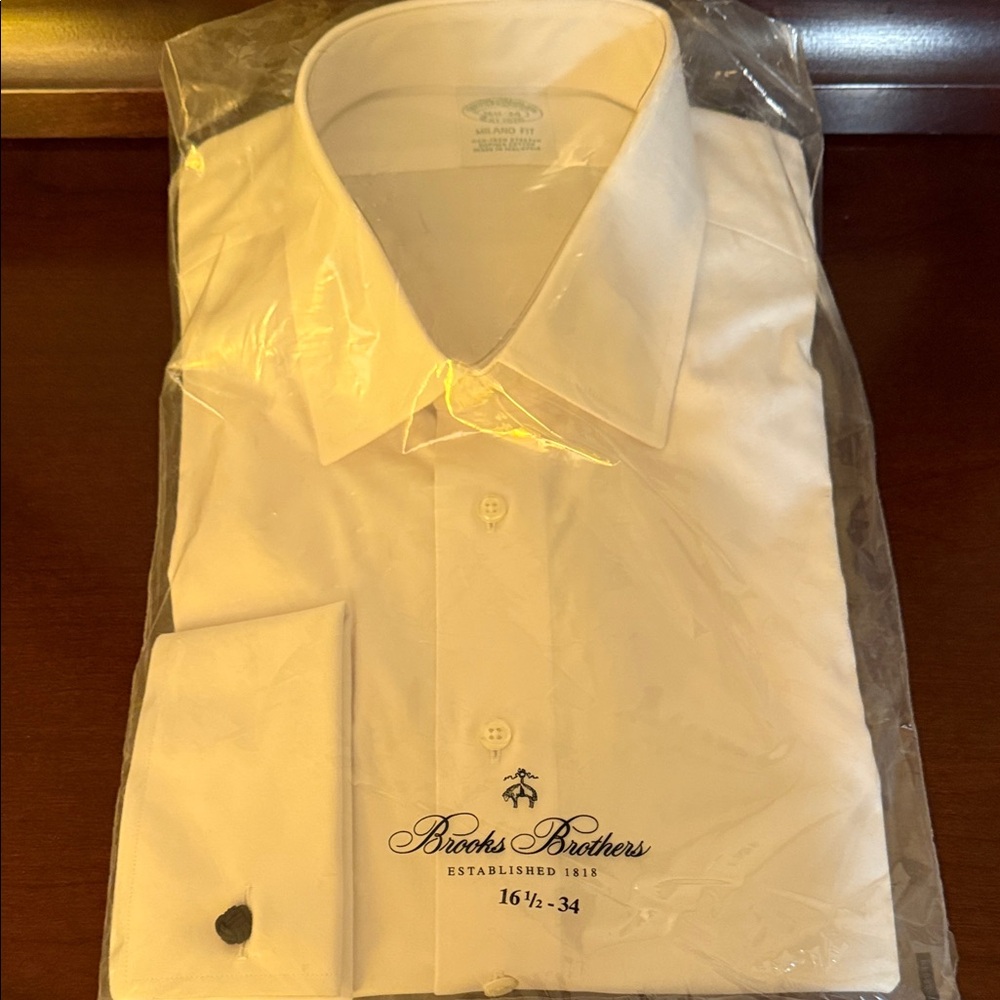 Brooks Brothers Classic White Dress Shirt French Cuff 16 1/2 x 34